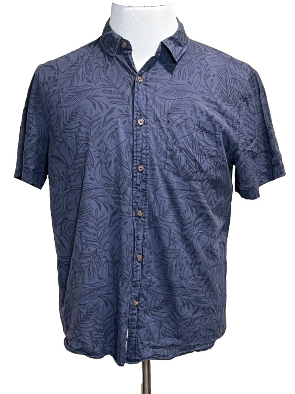 Marine Layer  Short Sleeve Button Down Shirt Light Weight Blue Palms Men’s M